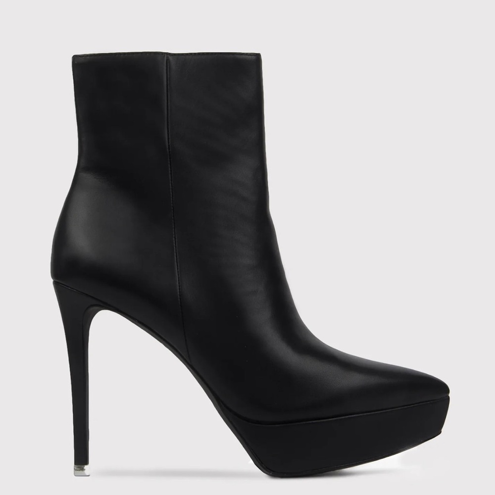 Black Suede Studio Winnie Pointed Toe Platform Stiletto Bootie New